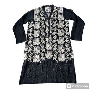 Agha Noor Chiffon Sleeve Embroidered Embellished Kurti Size Medium